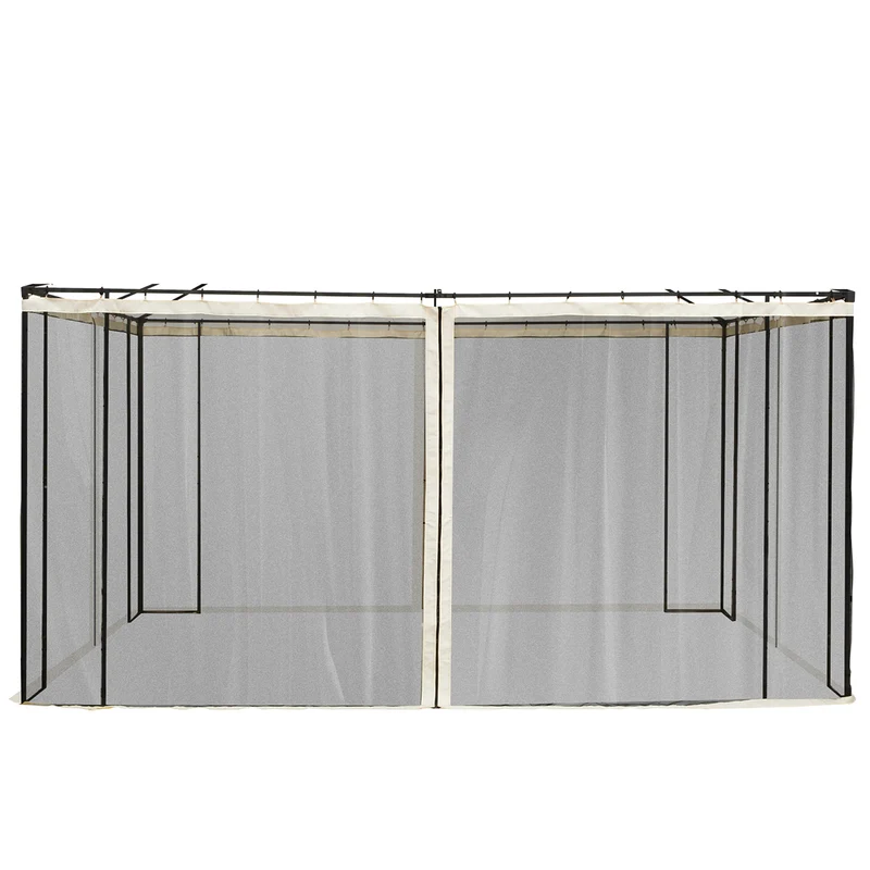 Outsunny 4 Paneles Laterales 3,5x2 m para Carpa de Jardín Tela Mosquitera para Cenador Gazebo con Cremalleras y Anillas Negro