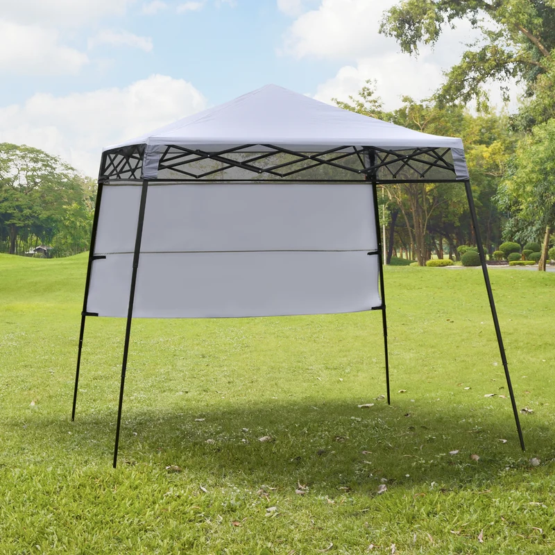 Outsunny Carpa Plegable 2,2x2,2x2m con Lateral Altura Ajustable Protección UV 50+ de Acero y Tela Oxford con Bolsa de Transporte Impermeable Gazebo para Exterior Blanco