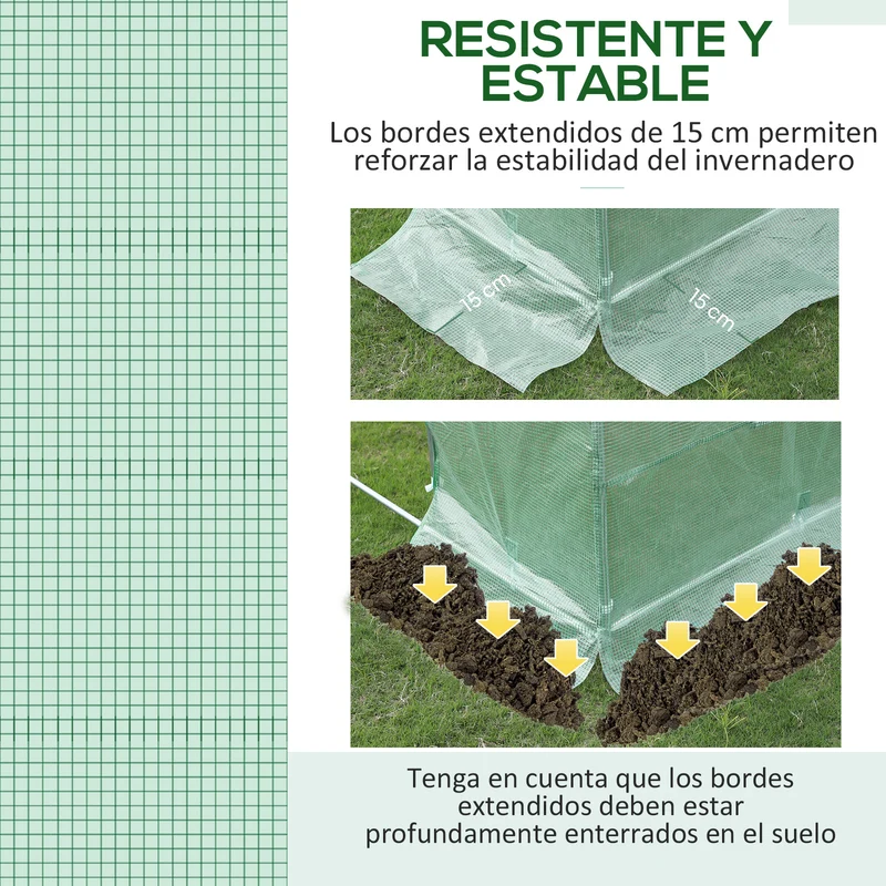 Outsunny Plásticos para Invernaderos 3x2x2 m Cubierta de Repuesto para Invernadero de Polietileno con 6 Ventanas y Puerta Enrollable Protección de Plantas para Jardín Verde