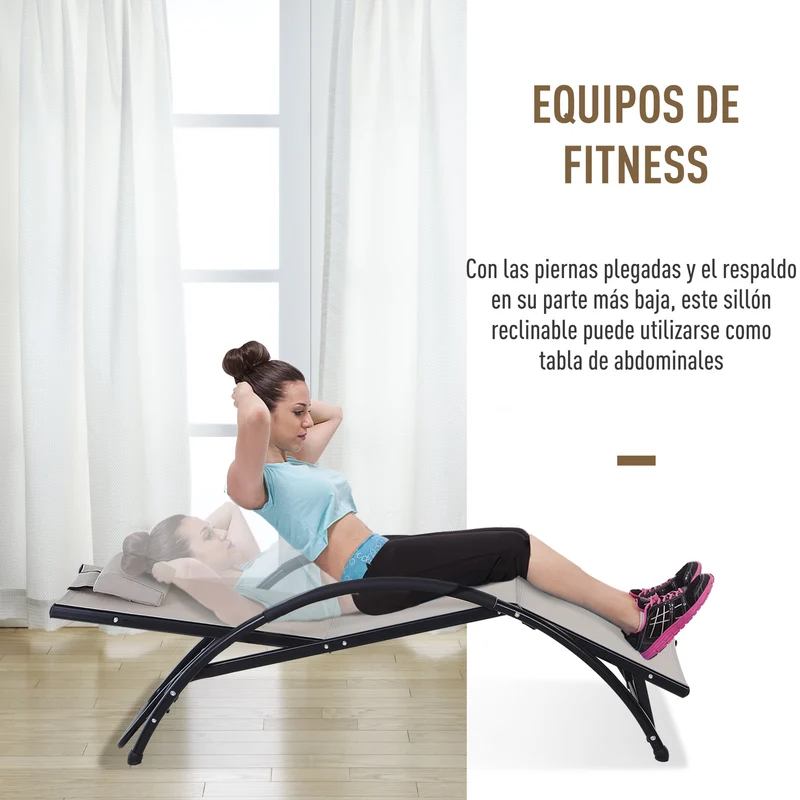 Outsunny Tumbona Aluminio de Jardín Reclinable con Respaldo Ajustable de 5 Niveles Reposapiés Regulable y Reposacabezas Extraíble para Terraza Balcón Exterior 66x152x81 cm Beige