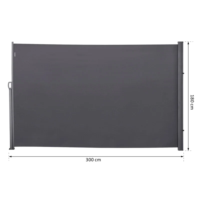 Outsunny Pantalla de Toldo Lateral Retráctil 300x180cm para Terraza Patio o Jardín de Mampara de Privacidad para Exterior Plegable Gris