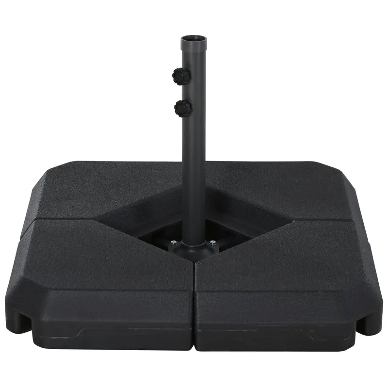 Outsunny Base para Sombrilla de Ø48 mm con 4 Pesos Rellenables de Agua o Arena de 60L Soporte de Sombrilla en Forma de Cruz con Tubo de Acero 80x80x56 cm Negro