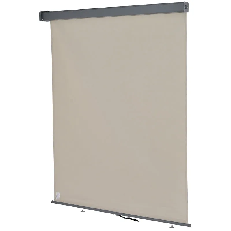 Toldo para Balcón Doble Posición Colocación en Techo o Pared Función Vertical y Horizontal con Tirador para Sombra y Privacidad 160x250 cm Beige