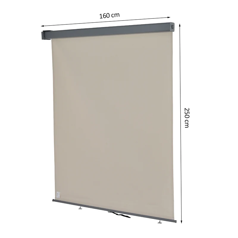 Toldo para Balcón Doble Posición Colocación en Techo o Pared Función Vertical y Horizontal con Tirador para Sombra y Privacidad 160x250 cm Beige