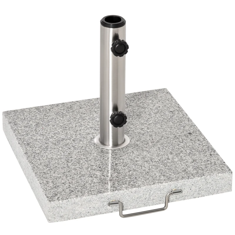 Outsunny Base de Sombrilla Exterior Universal 25 kg de Mármol con 2 Ruedas y Asa de Transporte Tubo de Ø35/38/48 mm Soporte de Parasol para Jardín Balcón Patio 40x40x36 cm Gris