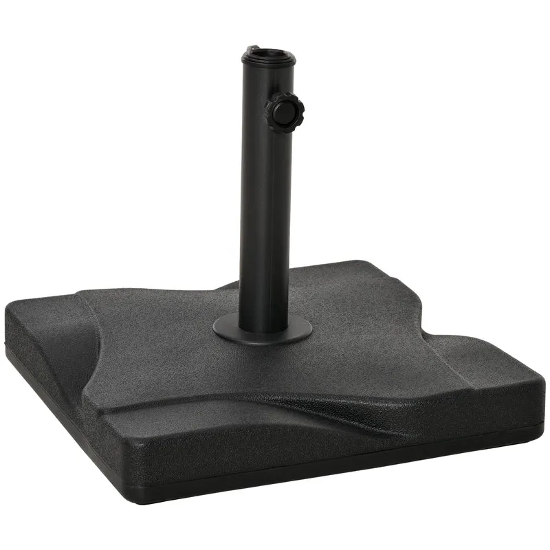 Outsunny Base de Sombrilla de Jardín Peso 20 kg Apta para Distintos Diámetros de Poste Ø32mm, Ø38mm, Ø48mm Rellena con Cemento Estable 41,5x41,5x33cm Negro