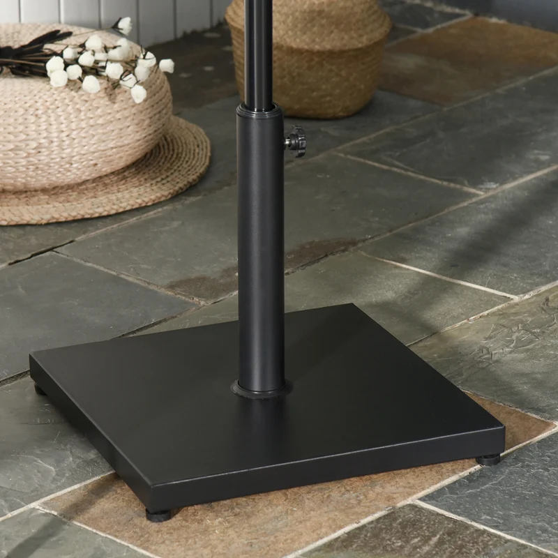 Outsunny Base para Sombrilla de Jardín Peso Neto 18 kg Soporte Pie para Parasol Apto para Postes de Ø35mm/Ø38mm/Ø48mm para Jardín Patio Negro 45x45x39 cm
