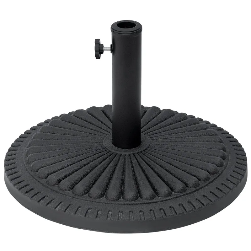 Outsunny Base para Sombrilla de Jardín Peso Neto 14 kg Soporte de Parasol Apto para Postes de 35mm/38mm/48mm Rellena de Cemento Metal para Terraza Exterior Ø49x32 cm Negro