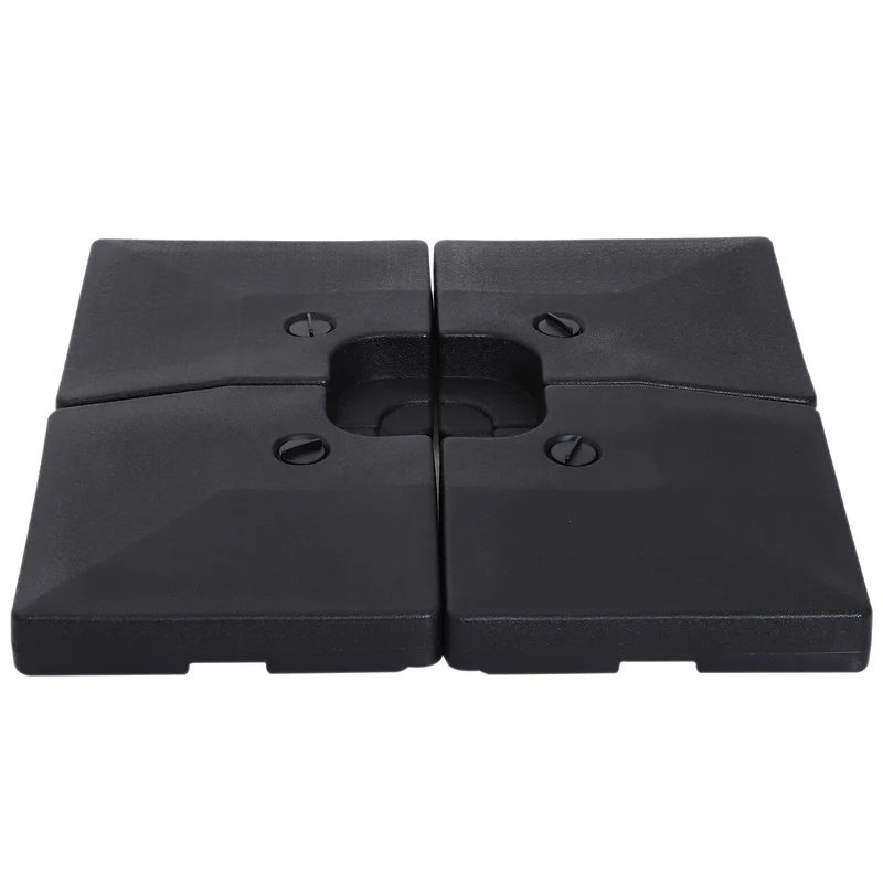 Outsunny Pesos para Base Cruzada de Sombrilla Parasol 4 Piezas Rellenables con Agua de 20 kg o Arena de HDPE de 30 kg 51x51x12cm Negro