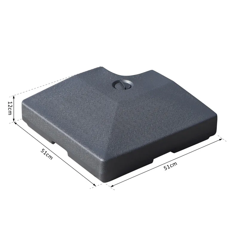 Outsunny Pesos para Base Cruzada de Sombrilla Parasol 4 Piezas Rellenables con Agua de 20 kg o Arena de HDPE de 30 kg 51x51x12cm Negro