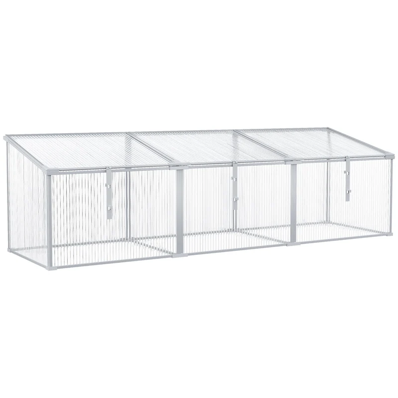 Outsunny Invernadero de Jardín 180x51x51 cm Aluminio Policarbonato Transparente Vivero Casero para Plantas Cultivos Protección UV y Resistente