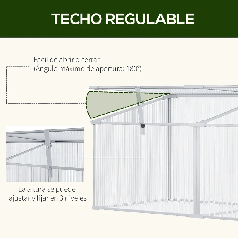 Outsunny Invernadero de Jardín 180x51x51 cm Aluminio Policarbonato Transparente Vivero Casero para Plantas Cultivos Protección UV y Resistente