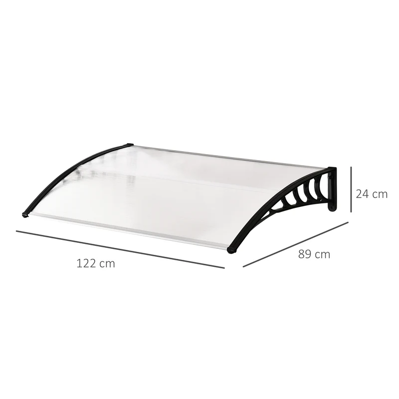 Outsunny Tejadillo de Protección contra Sol y Lluvia Marquesina para Puertas de Exterior Marquesina de Techo Diseño Moderno Aleación de Aluminio Duradero 122x89x24 cm Transparente