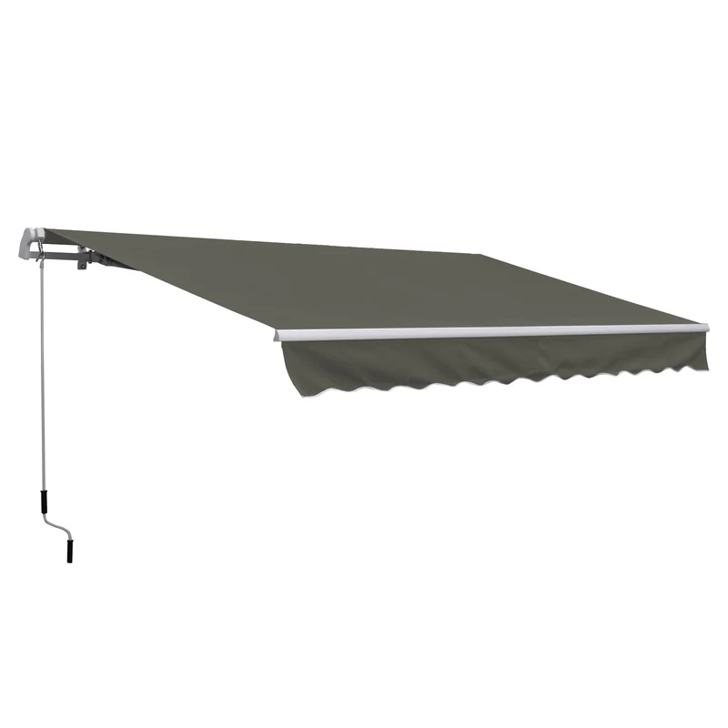 Outsunny Toldo Manual Plegable 3.5x2.5m de Aluminio Toldo Balcón Patio Terraza con Manivela Resistente al Agua Protección Solar UV para Jardín Exterior Gris