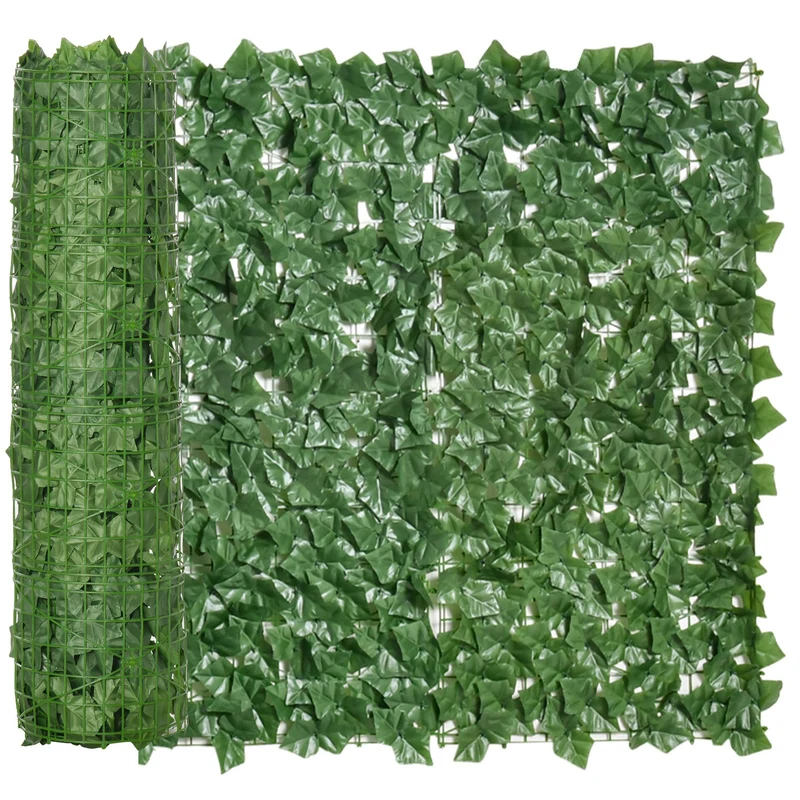 Outsunny Seto Artificial Ocultación Jardín en Rollo 3x1 m Pantalla de Valla de Privacidad de Hiedra Artificial para Terraza Balcón Exterior Decoración de Hojas Verde