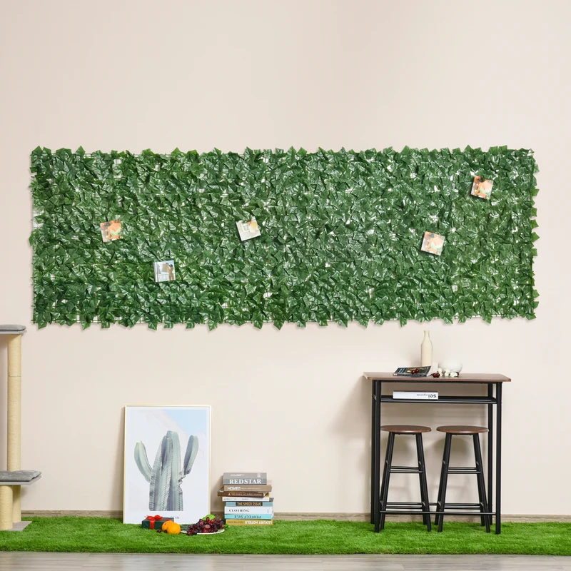 Outsunny Seto Artificial Ocultación Jardín en Rollo 3x1 m Pantalla de Valla de Privacidad de Hiedra Artificial para Terraza Balcón Exterior Decoración de Hojas Verde