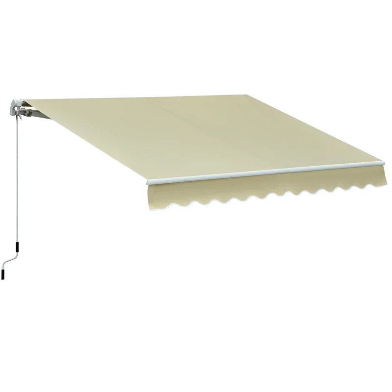 Outsunny Toldo Manual Retráctil 295x250 cm Toldo para Balcón con Manivela de Metal Impermeable y Anti-UV Toldo Enrollable de Exterior para Jardín Terraza Ventanas Crema