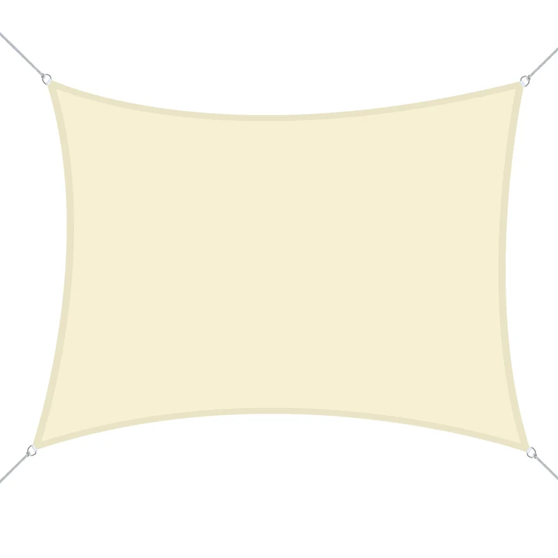 Outsunny Toldo Vela Rectángulo 4x6m Vela de Sombra para Terraza Jardín Camping Protección UV Poliéster Color Crema
