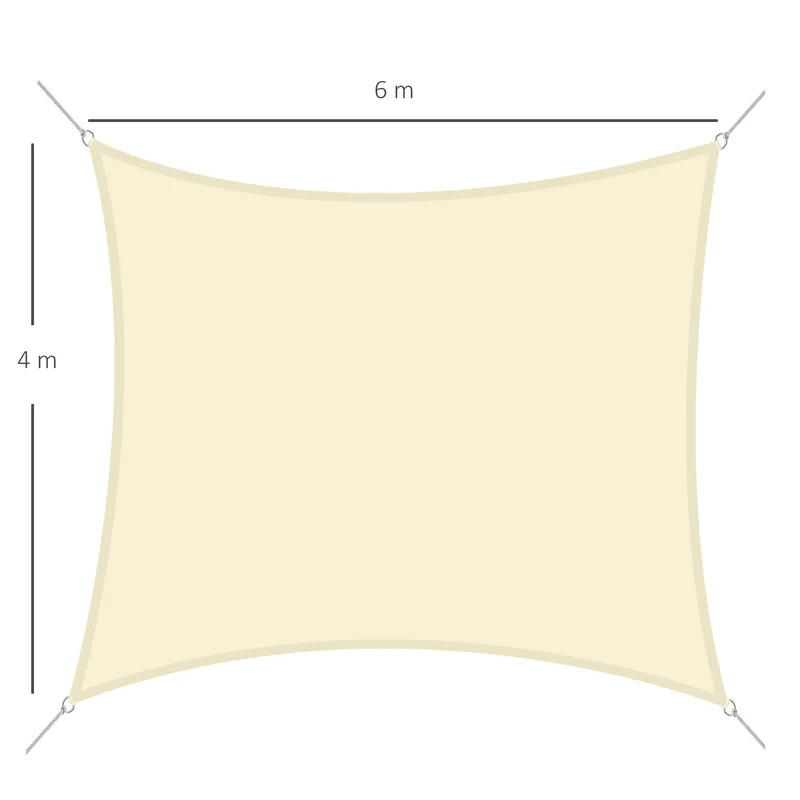 Outsunny Toldo Vela Rectángulo 4x6m Vela de Sombra para Terraza Jardín Camping Protección UV Poliéster Color Crema