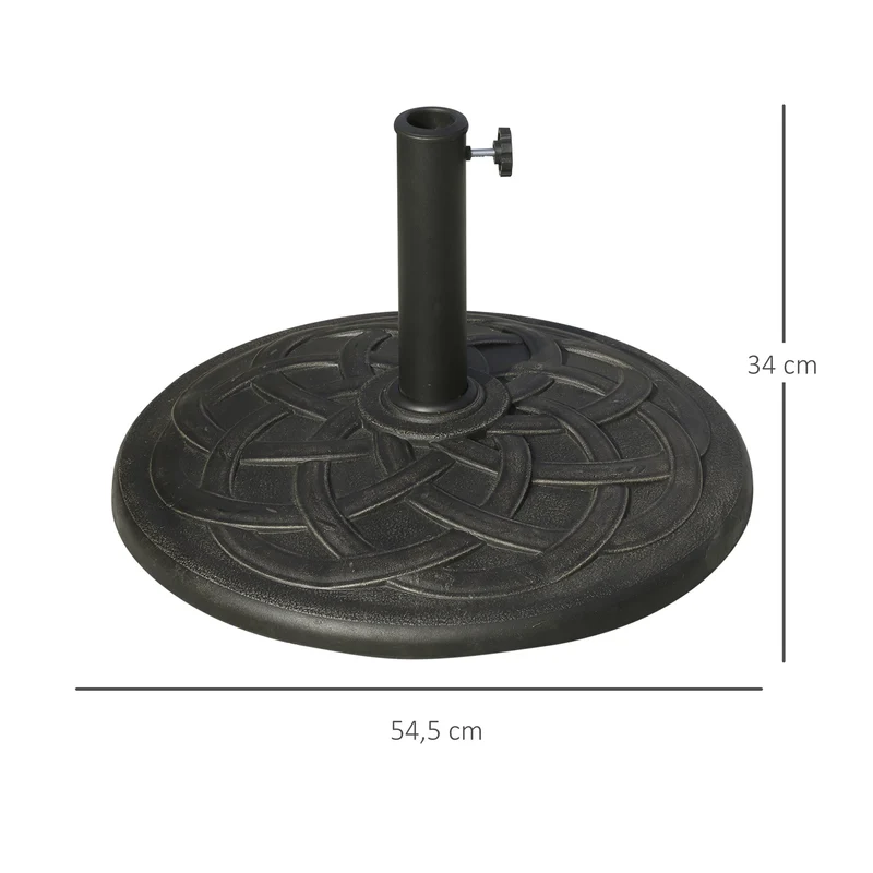 Outsunny Base para Sombrilla de Jardín Peso Neto 19 kg Soporte de Parasol Apto para Mástil de 38mm/48mm Resina para Terraza Patio Exterior Ø54,5x34 cm Bronce