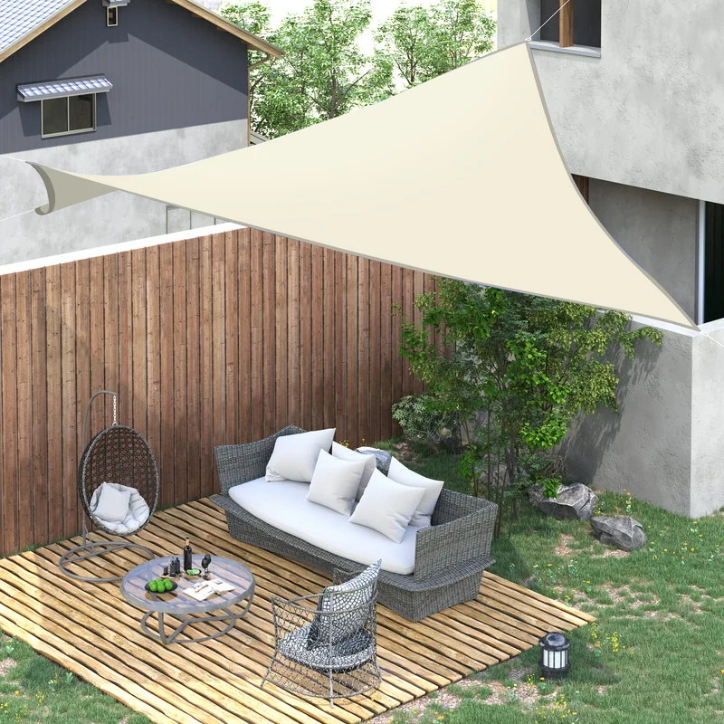 Outsunny Toldo Vela Rectángulo 3x4m Vela de Sombra para Terraza Jardín Camping Resistente al Agua Protección UV Poliéster Color Crema
