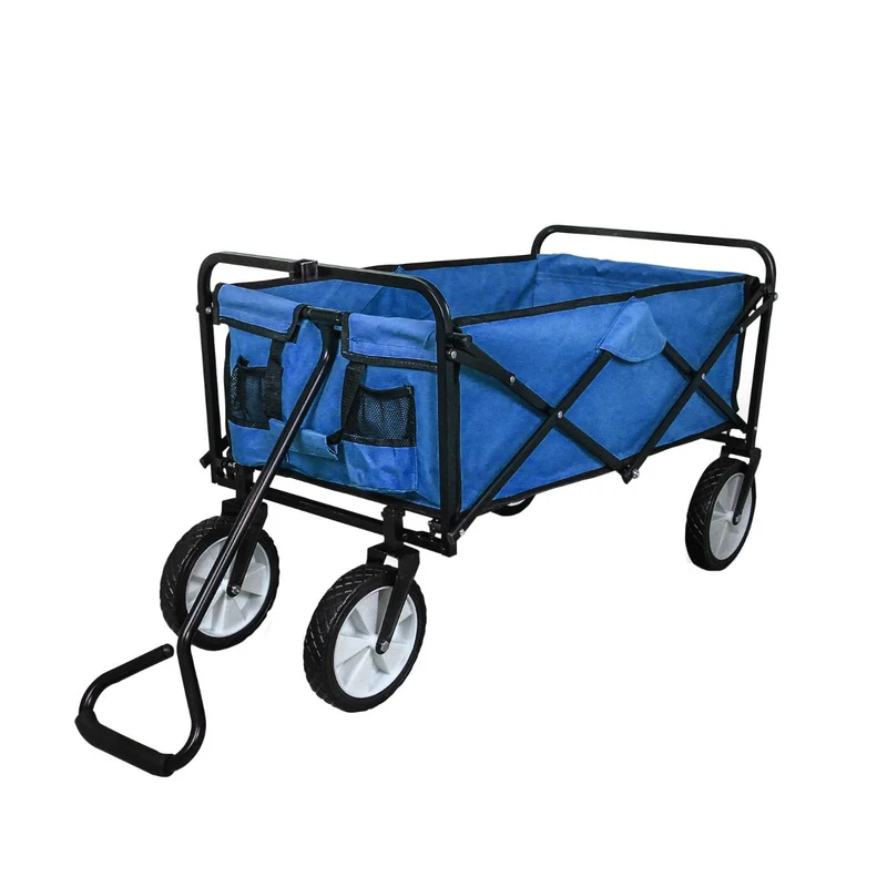Carretilla De Jardín Plegable Azul Para Jardinería Con Funda Impermeable