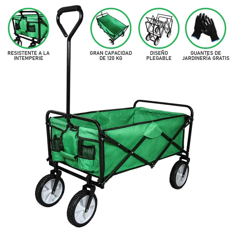 Carretilla De Jardín Plegable Para Jardinería Con Funda Impermeable