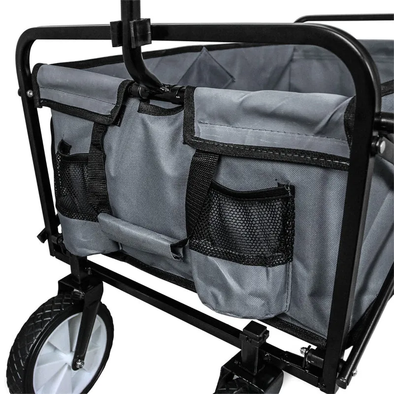 Carretilla De Jardín Plegable Gris Para Jardinería Con Funda Impermeable