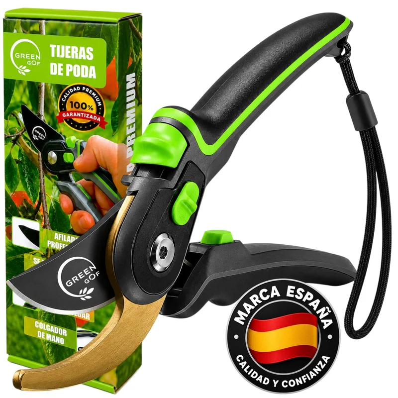 GREEN GOF Tijeras De Podar Profesionales Premium, Hoja De Titanio Y Acero Japonés Sk5, Cortes De Hasta 35 Mm.