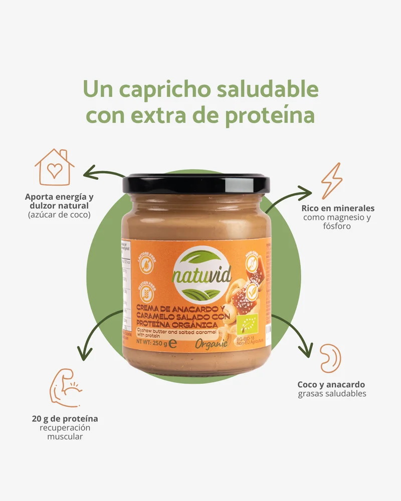 Crema de Anacardo con Coco BIO Natuvid | 250g | 100% Natural | Vegana, Sin Gluten, Sin Lactosa, Sin Aceite de Palma