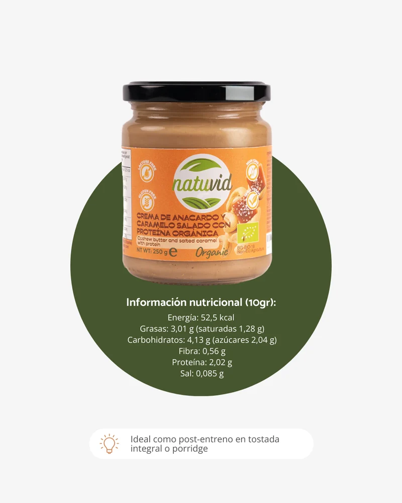 Crema de Anacardo con Coco BIO Natuvid | 250g | 100% Natural | Vegana, Sin Gluten, Sin Lactosa, Sin Aceite de Palma