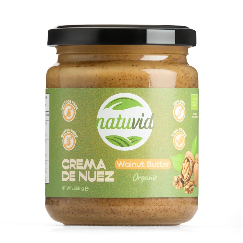 Crema de Nuez Natuvid BIO | 250gr | SIN GLUTEN | SIN LACTOSA | 100% VEGANA | NON-GMO | Sin Azúcares Añadidos