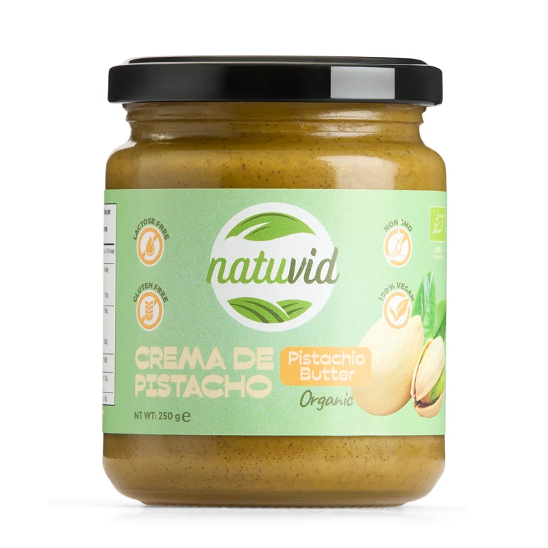 Crema de Pistacho BIO Natuvid (250g) 100% Natural – Sin Azúcar Añadido, Sin Gluten, Sin Lactosa y Vegana