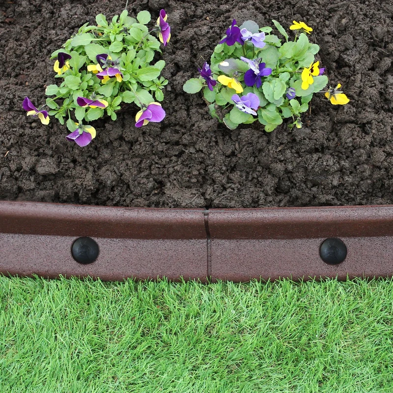 Bordes De Césped Marrón Flexibles Jardín Bordes De Césped Paquete De 4 X 1.2m