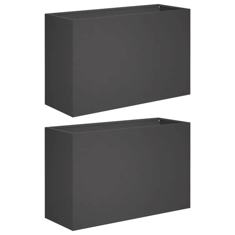 Macetero De Jardín 2 Uds. Negro 80 X 30 X 50 Cm
