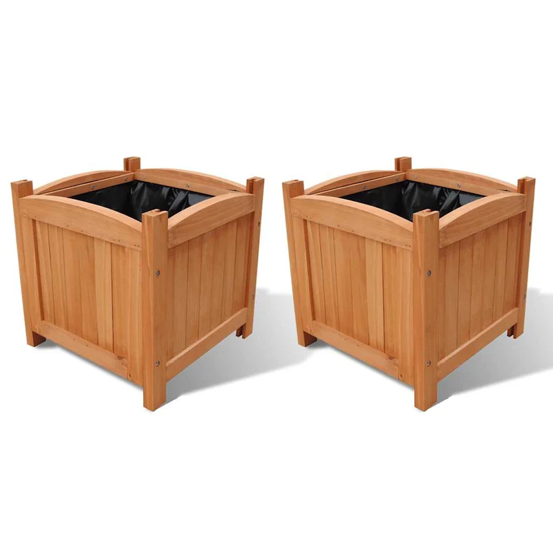 Juego De Arriates De Madera 2 Unidades 30x30x30 Cm