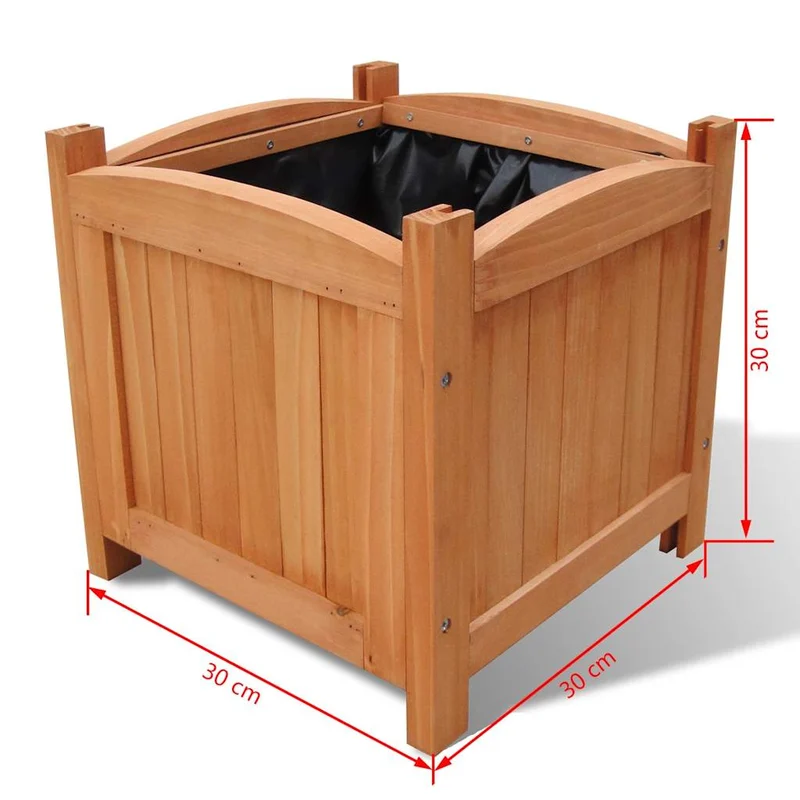 Juego De Arriates De Madera 2 Unidades 30x30x30 Cm