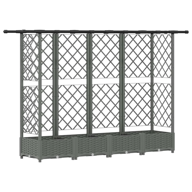 Cama Elevada Con Trellis Y Techo Gris Claro 202,5 X 40 X 121 Cm