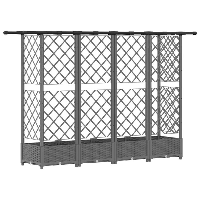 Cama Elevada Con Trellis Y Techo Gris Claro 202,5 X 40 X 121 Cm