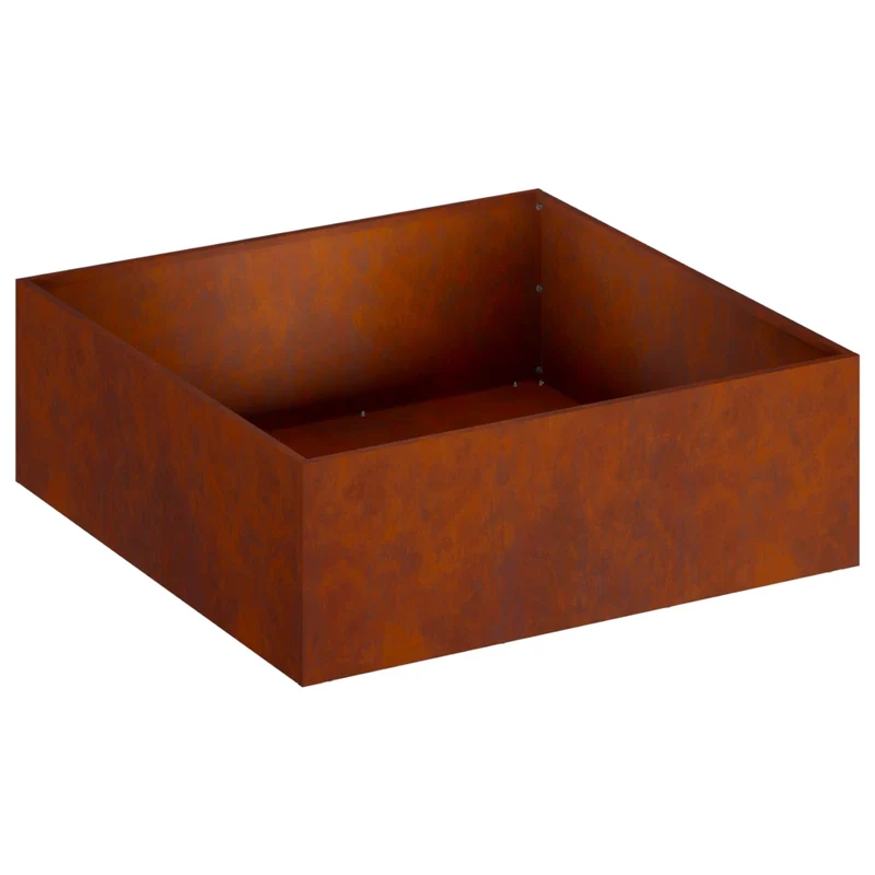 Macetero De Jardín 2 Uds. Oxidado 60 X 60 X 20 Cm Acero Oxidado