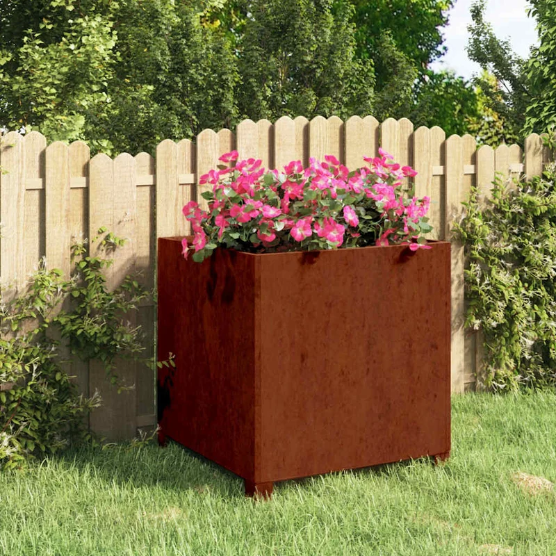 Jardinera Con Patas Acero Corten Oxidado 50x50x50 Cm