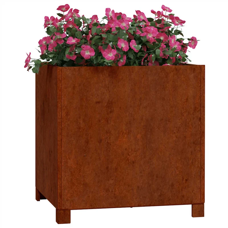 Jardinera Con Patas Acero Corten Oxidado 50x50x50 Cm