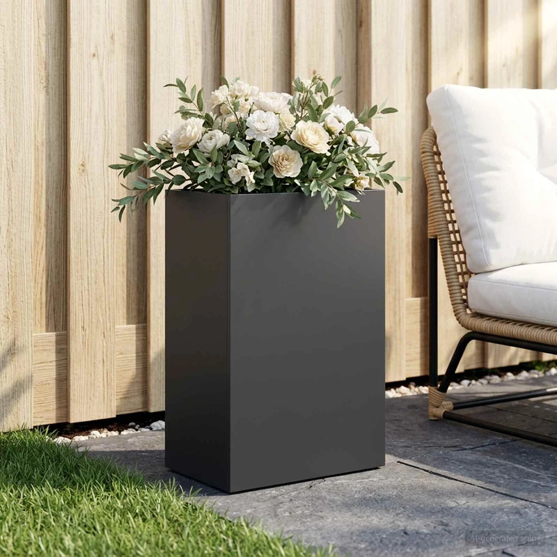 Macetero De Jardín Negro 40 X 30 X 75 Cm Acero Laminado En Frío