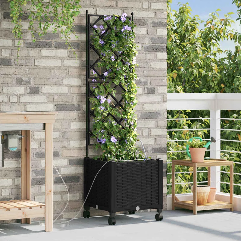 Maceta De Jardín Con Riego Y Ruedas Negro 40 X 40 X 148 Cm Pp