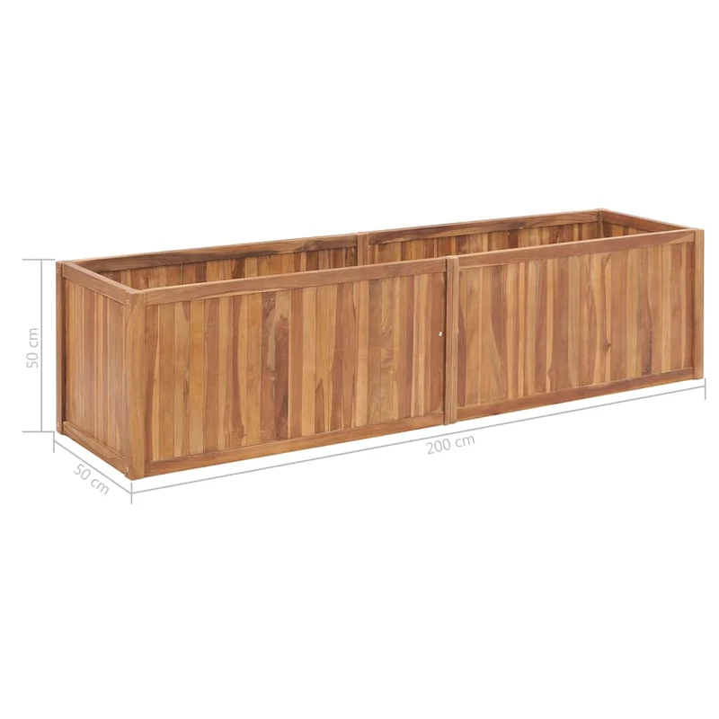 Arriate De Madera Maciza De Teca 200x50x50 Cm