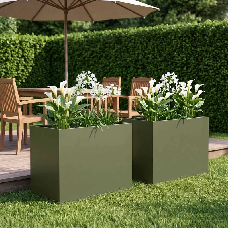 Macetero De Jardín 2 Uds. Verde Oliva 50 X 40 X 50 Cm