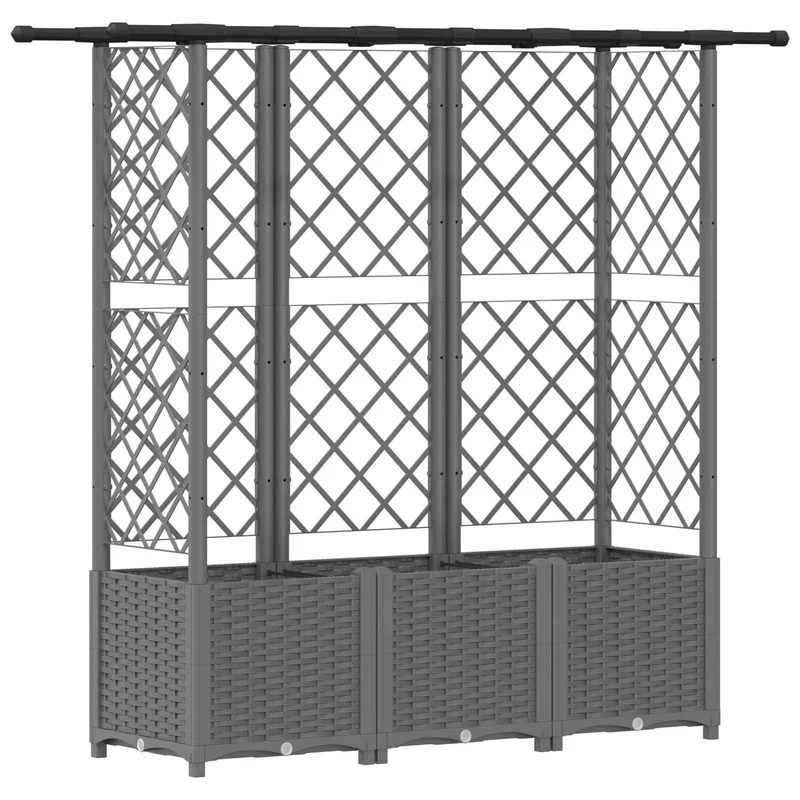 Cama Elevada Con Trellis Y Techo Gris Claro 163,5 X 40 X 136 Cm