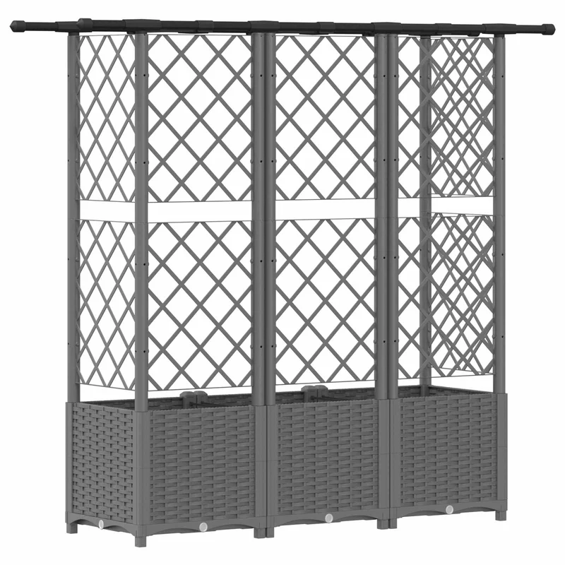 Cama Elevada Con Trellis Y Techo Gris Claro 163,5 X 40 X 136 Cm