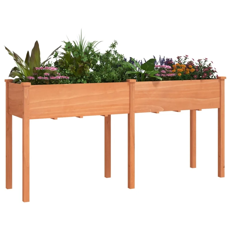 Jardinera Con Forro Madera Maciza De Abeto Marrón 161x45x76 Cm