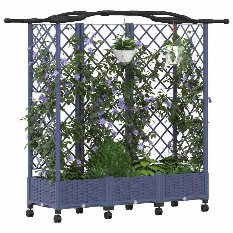 Cama Elevada Con Trellis Y Techo Gris 163 X 40 X 129 Cm Pp